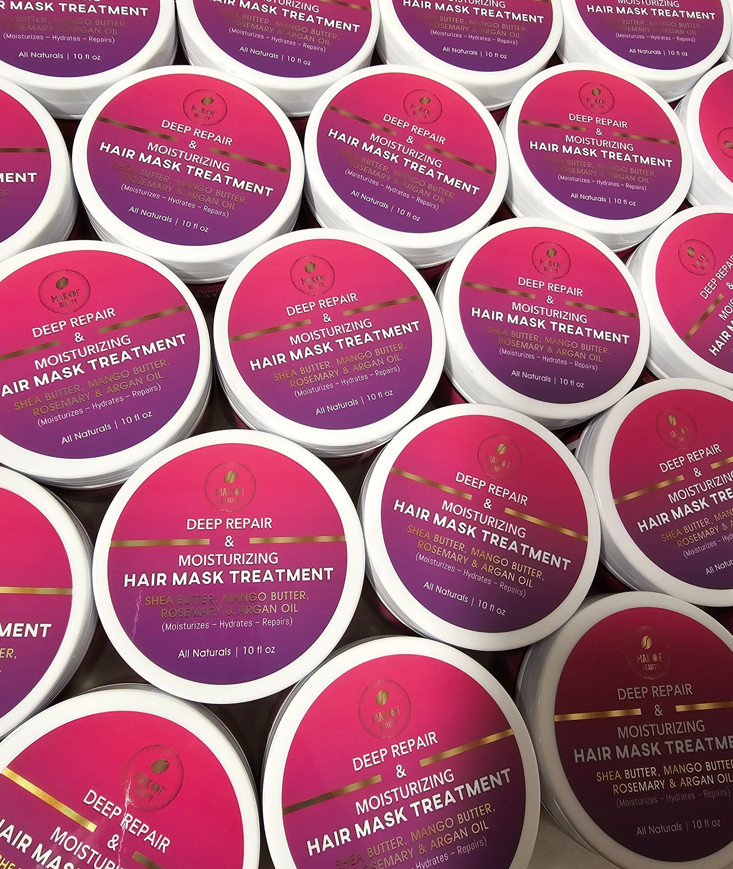 MAKOF BEAUTY Deep Repair Moisturizing Hair Mask Treatment with Shea Butter, Mango Butter, Rosemary, Argan Oil, All Natural, 10 fl oz