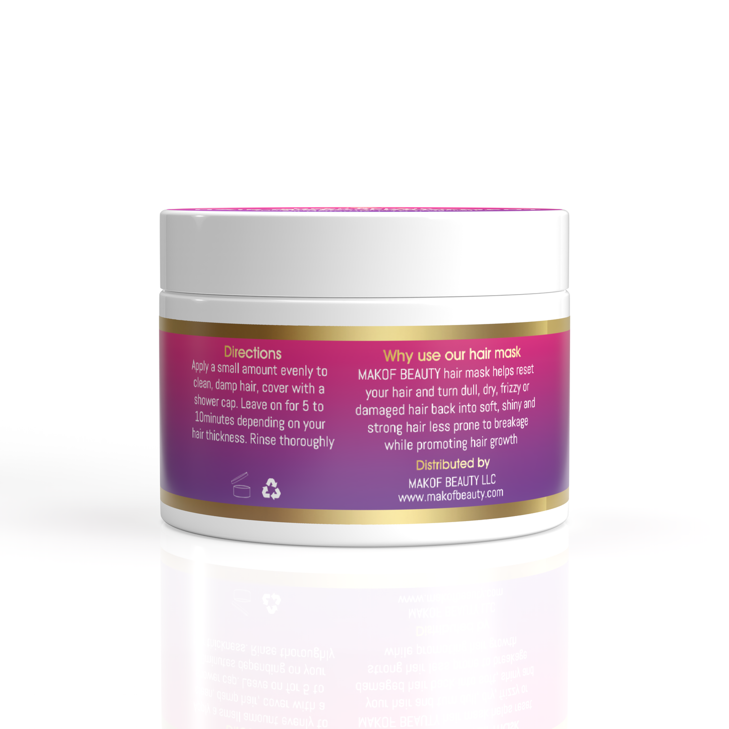 MAKOF BEAUTY Deep Repair Moisturizing Hair Mask Treatment with Shea Butter, Mango Butter, Rosemary, Argan Oil, All Natural, 10 fl oz