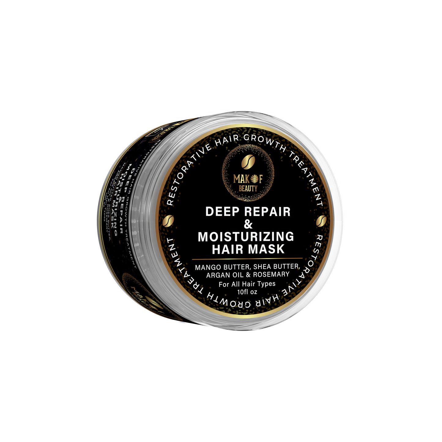 MAKOF BEAUTY Restorative Hair Growth Treatment, Deep Repair Hair Mask Treatment with Mango Butter, Shea Butter, Argan Oil, Natural Ingredients for All Hair Types, 10 Fl Oz