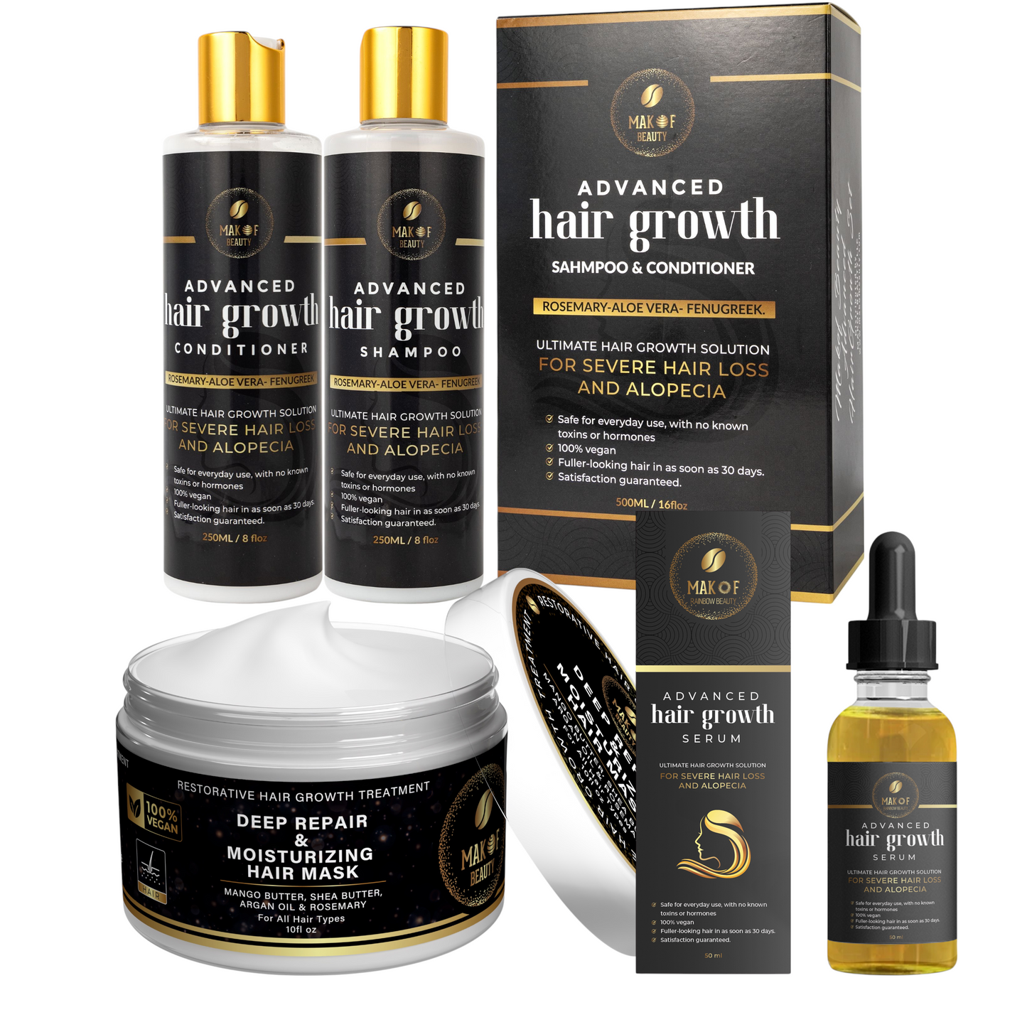Rosemary Hair Growth Shampoo & Conditioner, Advanced hair treatment Set, Hair Treatment For Severe Hair loss Thinning hair. (ADVANCED HAIR SET Shampoo and Conditioner)