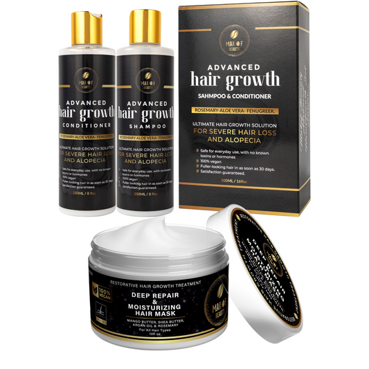 Rosemary Hair Growth Shampoo & Conditioner, Advanced hair treatment Set, Hair Treatment For Severe Hair loss Thinning hair. (TREATMENT & GROWTH/ Shampoo Conditioner and Butter treatment)