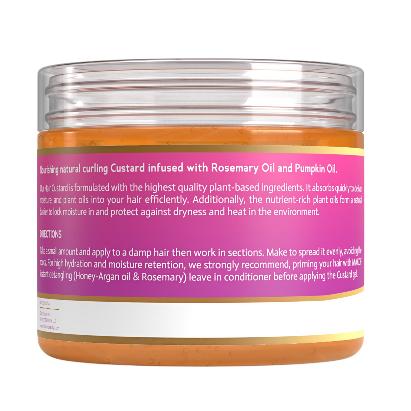Curls Define and Styling Custard Gel, Enhances Your Curls Definition and Hold Your Style. Formulated with Flaxseed, Pumpkin Seed & Rosemary. All Natural 12 fl oz