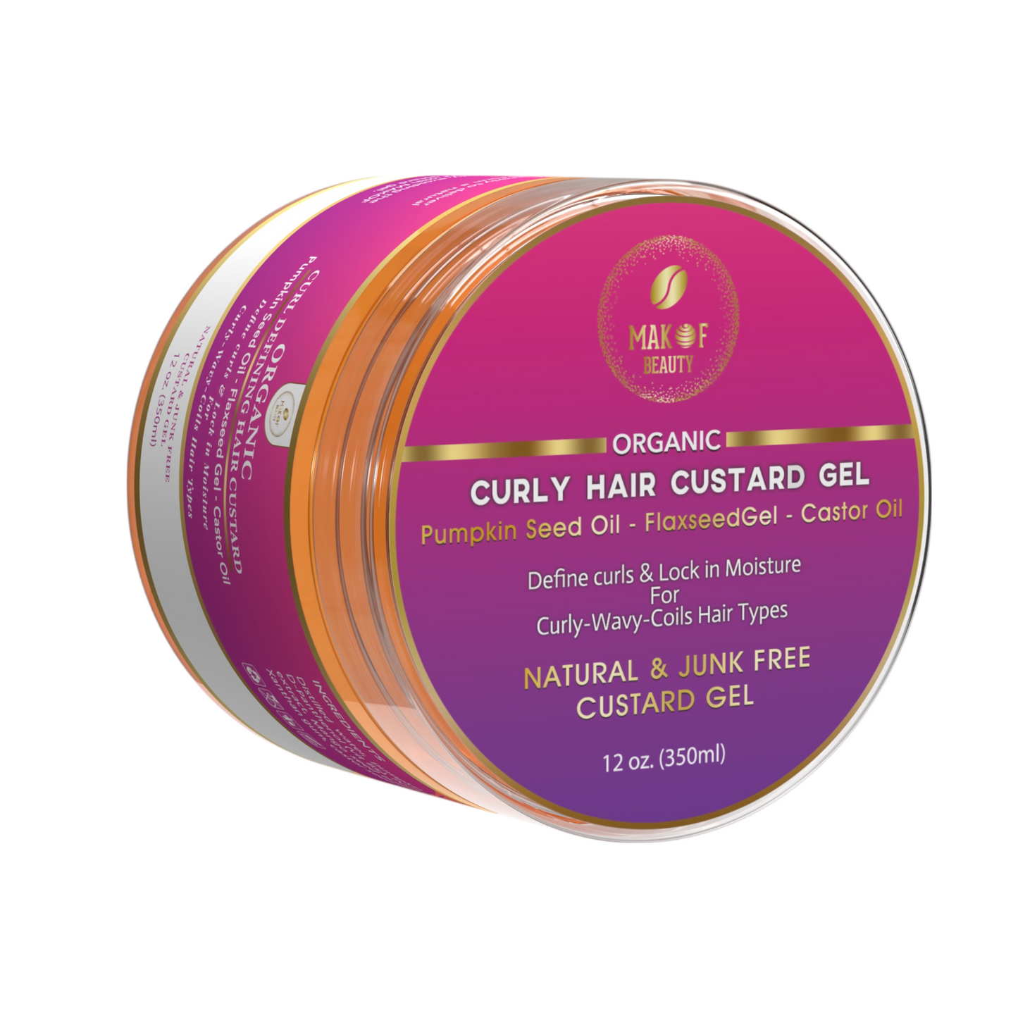 Curls Define and Styling Custard Gel, Enhances Your Curls Definition and Hold Your Style. Formulated with Flaxseed, Pumpkin Seed & Rosemary. All Natural 12 fl oz