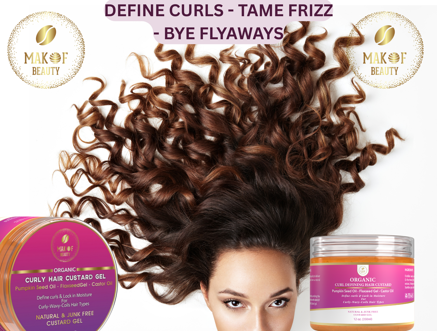 Curls Define and Styling Custard Gel, Enhances Your Curls Definition and Hold Your Style. Formulated with Flaxseed, Pumpkin Seed & Rosemary. All Natural 12 fl oz