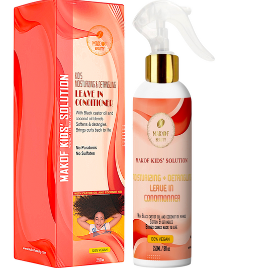Kids LEAVE IN CONDITIONER For Kids , With Castor oil and Coconut oil, Soften, Detangles, Brings Curls Back To Life. 250ml, 100% vegan, No Parabens, Sulfate.