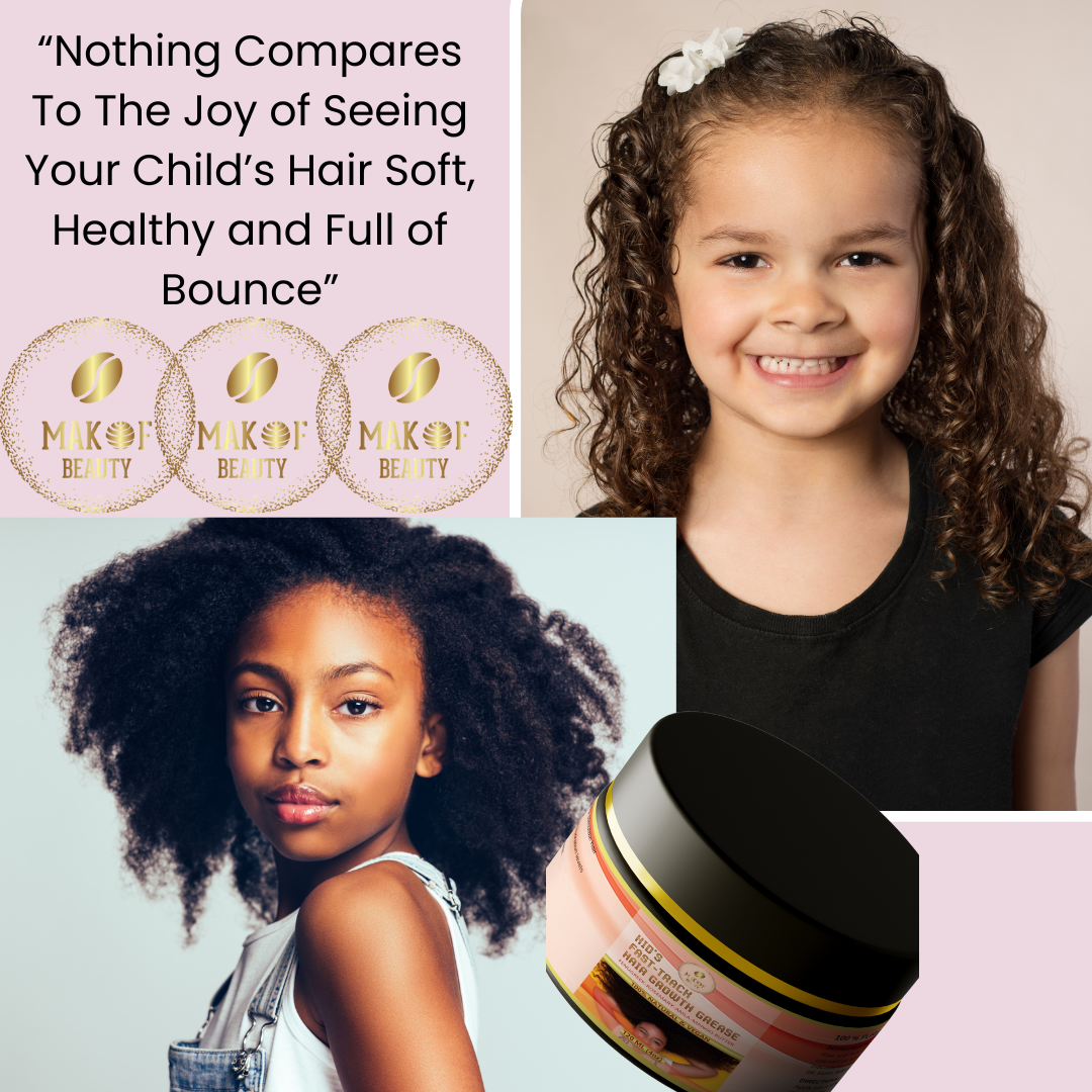 Kid's Hair Growth Grease with Raw Organic and Pure Batana Extract, Rosemary, Fenugreek, Amla oil Mango Butter. Improve Elasticity. Perfect Curly, coily and straight Hair types. 120 Ml