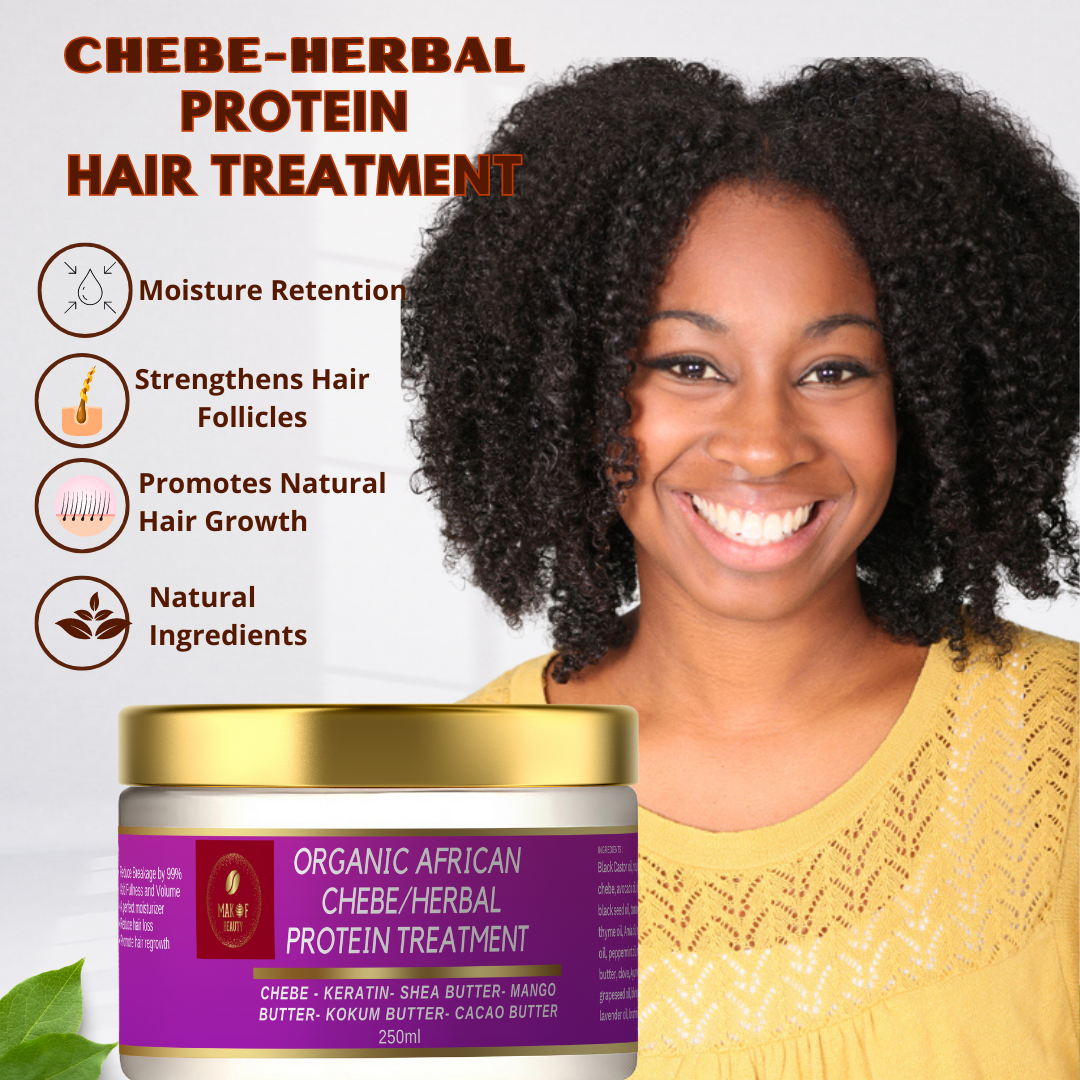 CHEBE DEEP CONDITIONER PROTEIN TREATMENT, creamy rich texture formulated with naturals butters and Ayurvedics herbs.