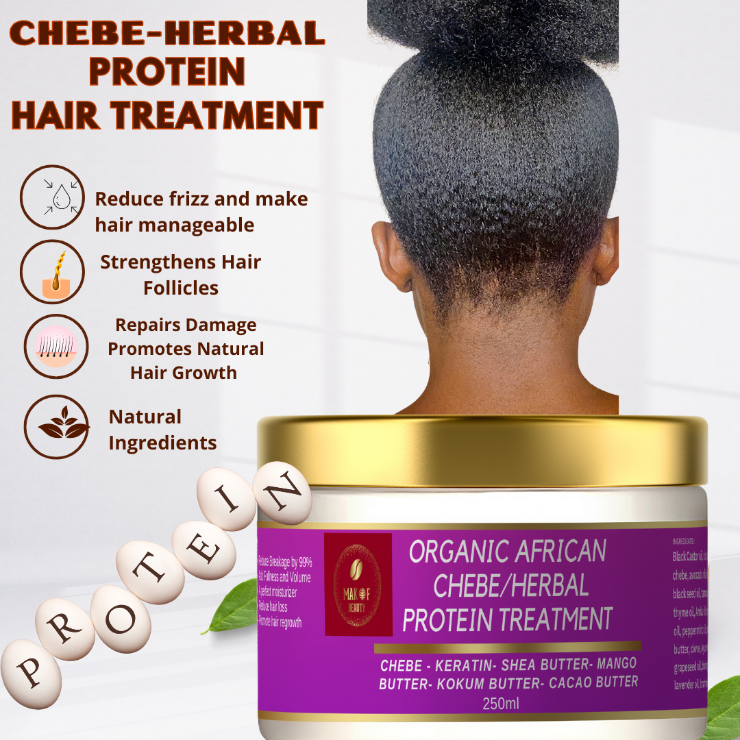 CHEBE DEEP CONDITIONER PROTEIN TREATMENT, creamy rich texture formulated with naturals butters and Ayurvedics herbs.