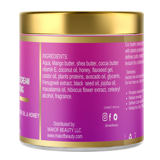 CURLS ENHANCING COCONUT BUTTER CREAM. WITH CASTOR OIL, FLAXSEED & COCONUT. FOR COILY & CURLY HAIR TYPES. 8 oz