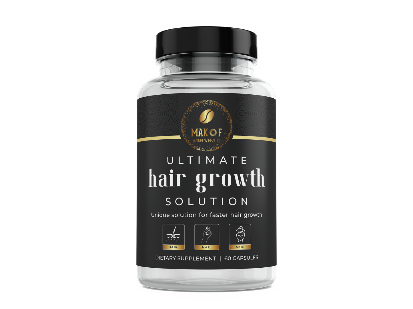 HAIR GROWTH SUPPLEMENT. Ultimate hair growth solution. for faster hair growth and Nails growth. with Collagen, Biotin and Keratin. 60 caps