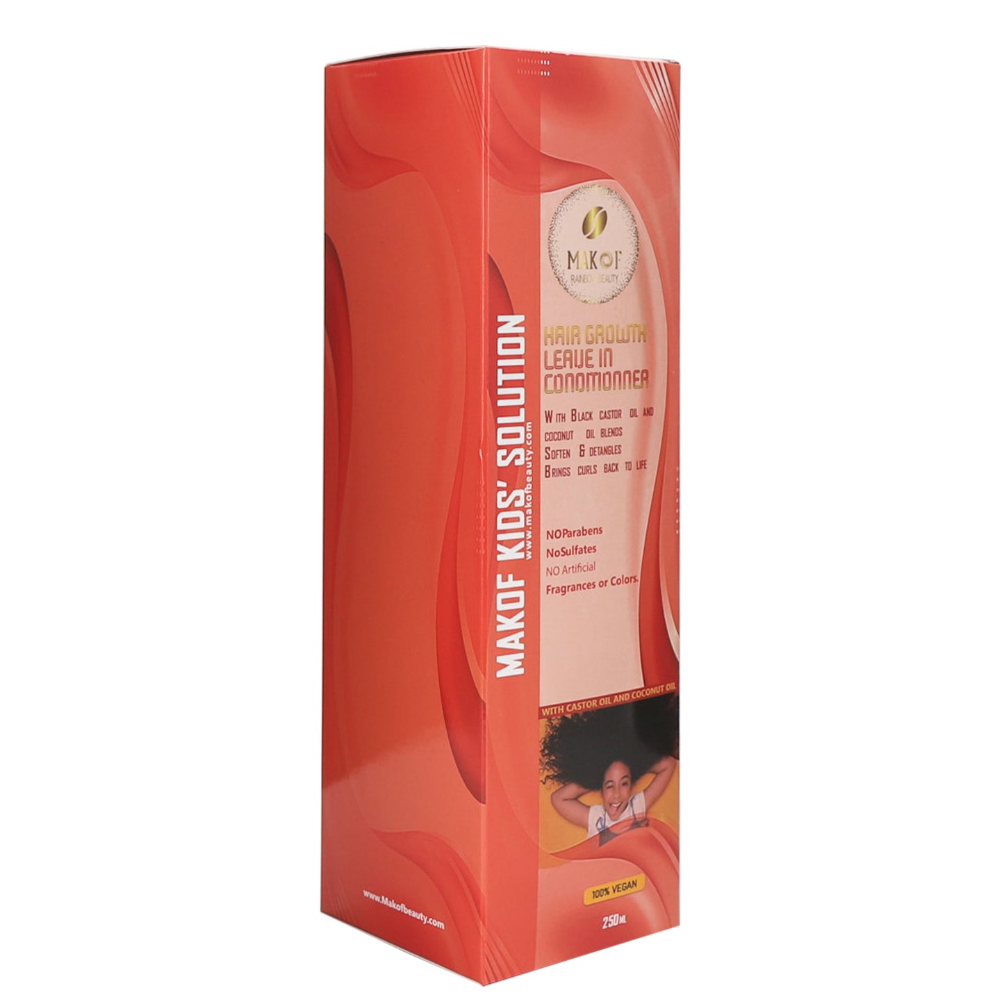 Kids LEAVE IN CONDITIONER For Kids , With Castor oil and Coconut oil, Soften, Detangles, Brings Curls Back To Life. 250ml, 100% vegan, No Parabens, Sulfate.