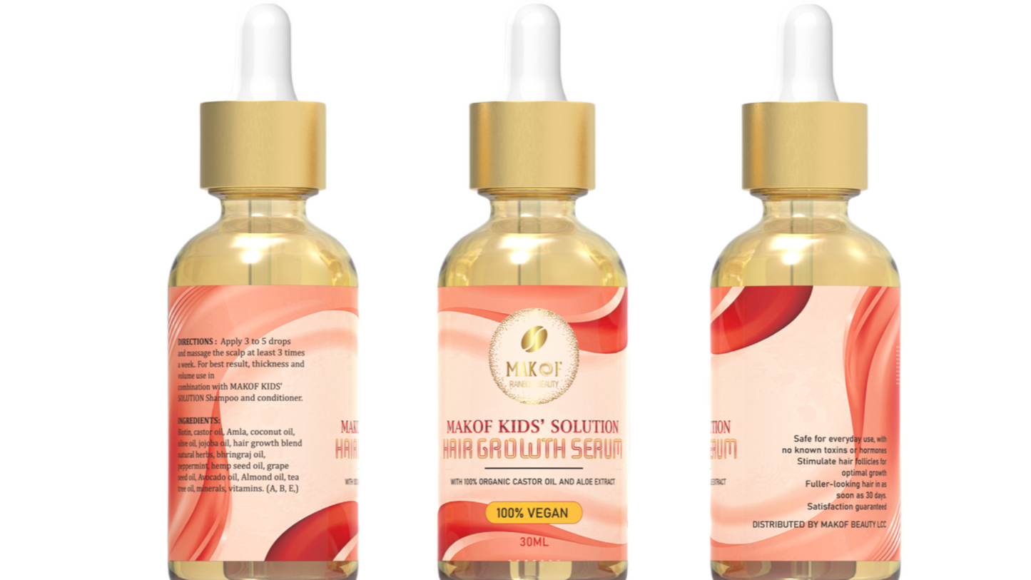 HAIR GROWTH OIL FOR KIDS. Blend of Naturals oils to stimulate scalp. for Fuller and Thicker Hair. 100% Vegan. Results Visible in 30 days. 30ml