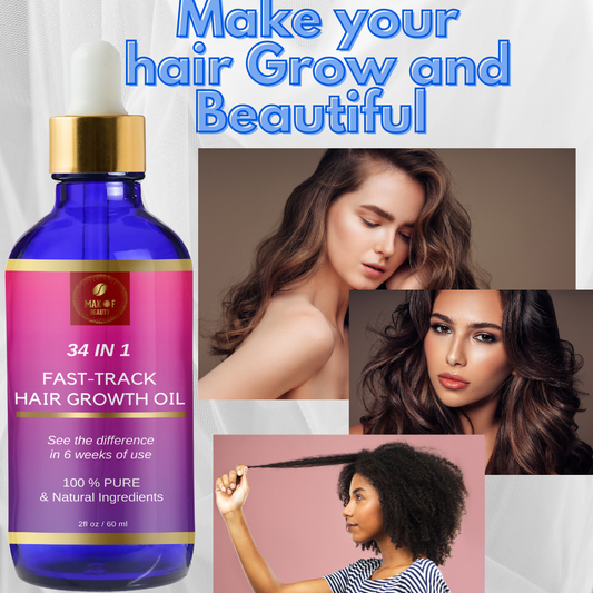 Hair Growth Mixture, Fast Track Hair Oil (34 in 1) for rapid growth, Moisturizer, restore scalp, blend of exotic oils and rare botanical extracts. For all hair types. 2 fl oz