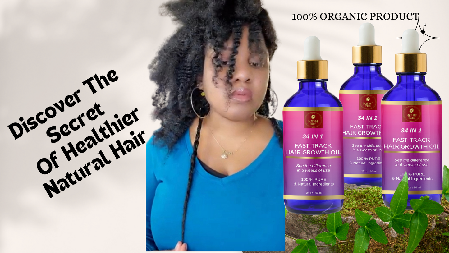 Hair Growth Mixture, Fast Track Hair Oil (34 in 1) for rapid growth, Moisturizer, restore scalp, blend of exotic oils and rare botanical extracts. For all hair types. 2 fl oz