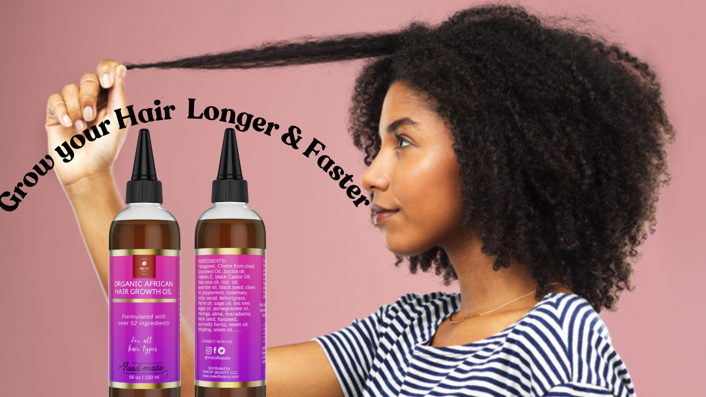 African Hair Growth Set. Hair Butter & Hair growth oil. with Shea, mango, cocoa butter – Fenugreek - Chebe - Indian Herbs, Aloe vera - Jamaican Black Castor Oil and others amazing oils. Formulated for type 3 and type 4 hair. 8 oz and 5 oz