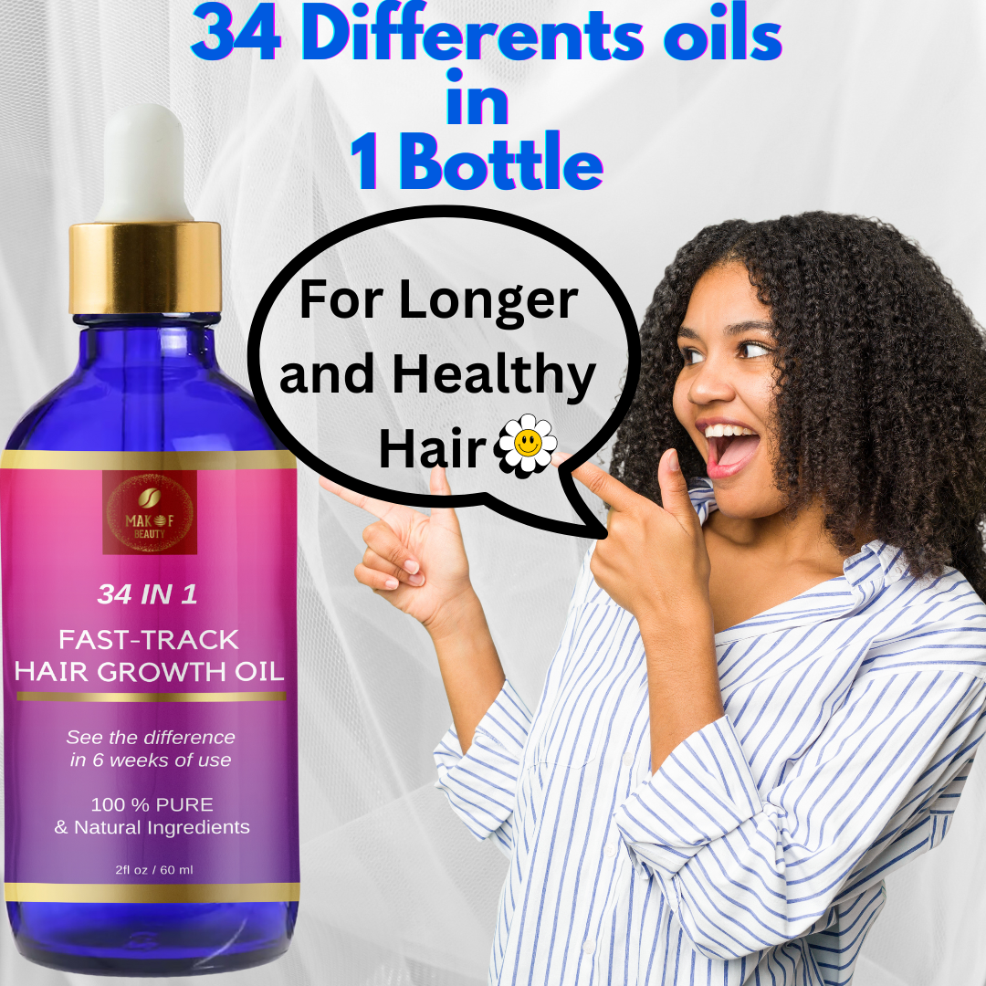 Hair Growth Mixture, Fast Track Hair Oil (34 in 1) for rapid growth, Moisturizer, restore scalp, blend of exotic oils and rare botanical extracts. For all hair types. 2 fl oz
