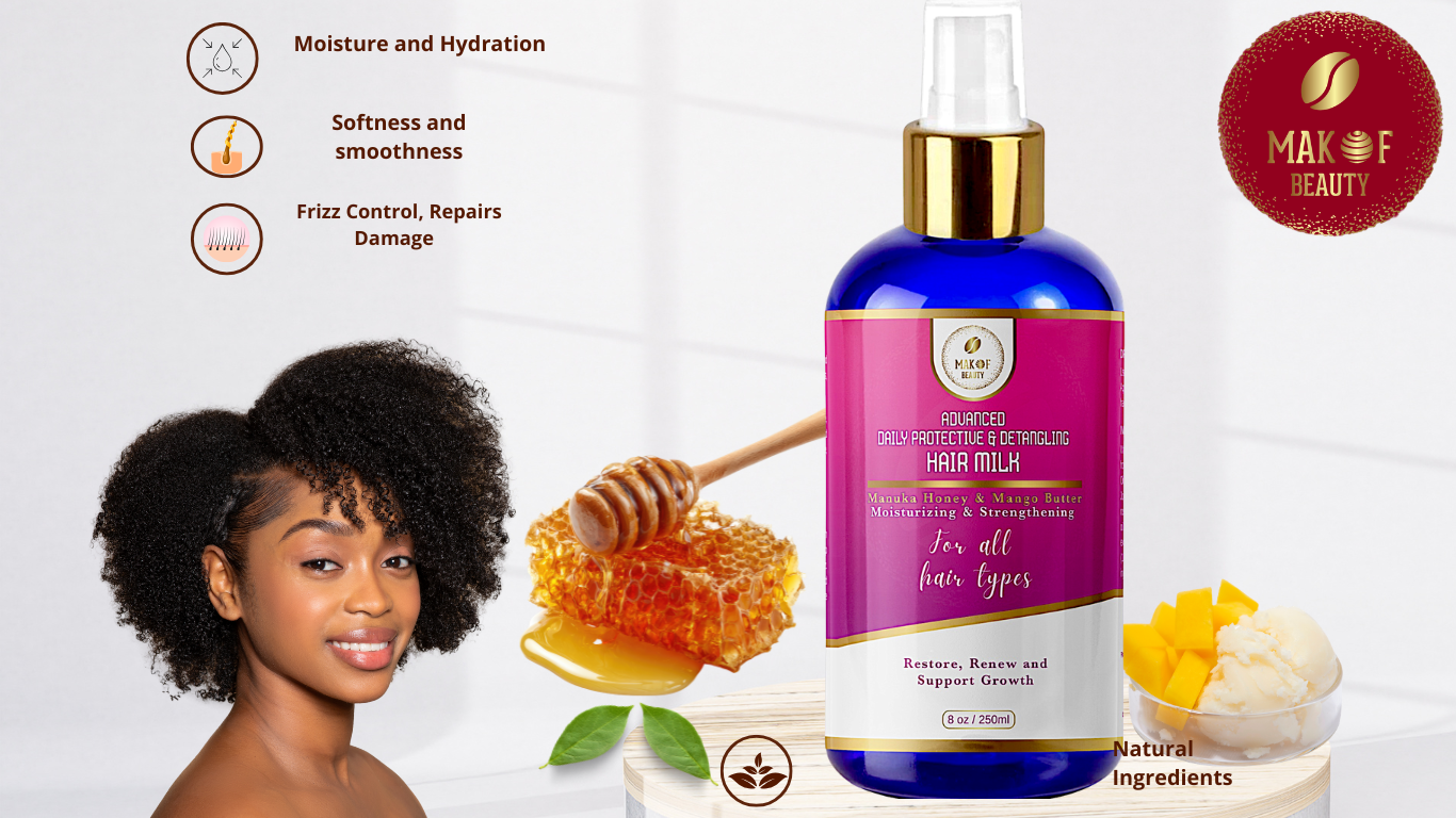 Leave-In Conditioner for Curly & Natural Hair - Detangling Hair Milk Moisturizer, Hydrates Dry Hair, Reduces Breakage & Frizz with Manuka Honey and Mango Butter - 8 oz.