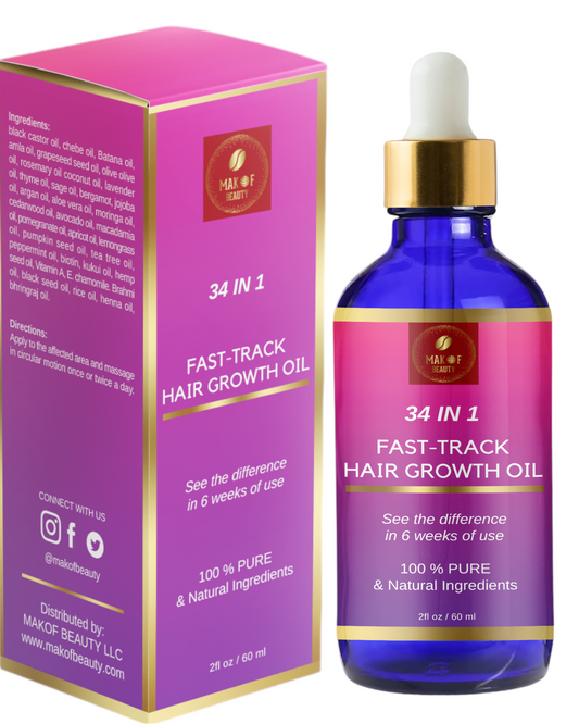 Hair Growth Mixture, Fast Track Hair Oil (34 in 1) for rapid growth, Moisturizer, restore scalp, blend of exotic oils and rare botanical extracts. For all hair types. 2 fl oz