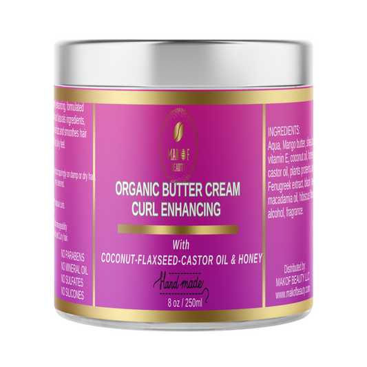 CURLS ENHANCING BUTTER CREAM. WITH CASTOR OIL, FLAXSEED & COCONUT. FOR COILY & CURLY HAIR TYPES. 8 oz