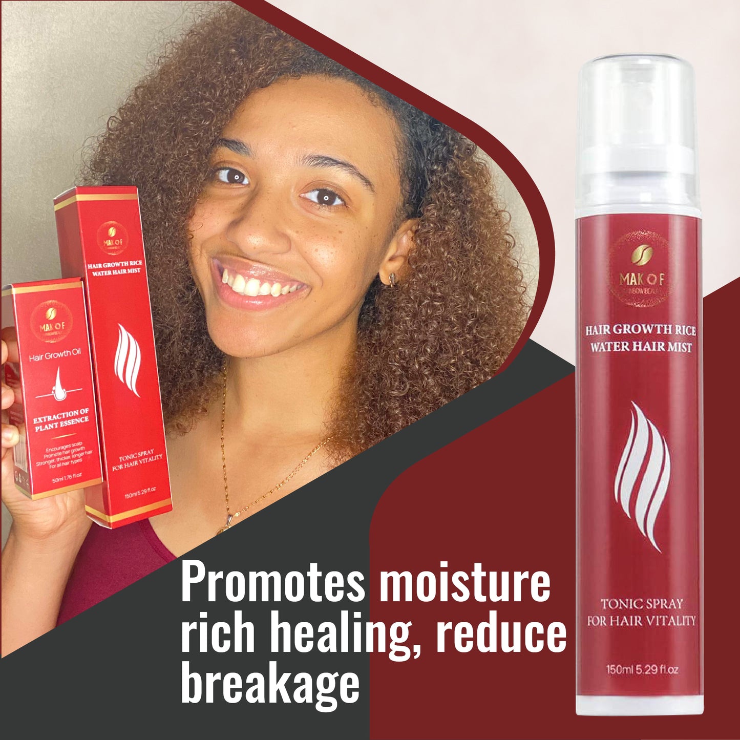 Hair Growth Treatment Set for Dry and Damaged Hair, Rice water spray for growth and moisturizing - hair growth oil for hair regrowth. Silicone and Sulfate Free.