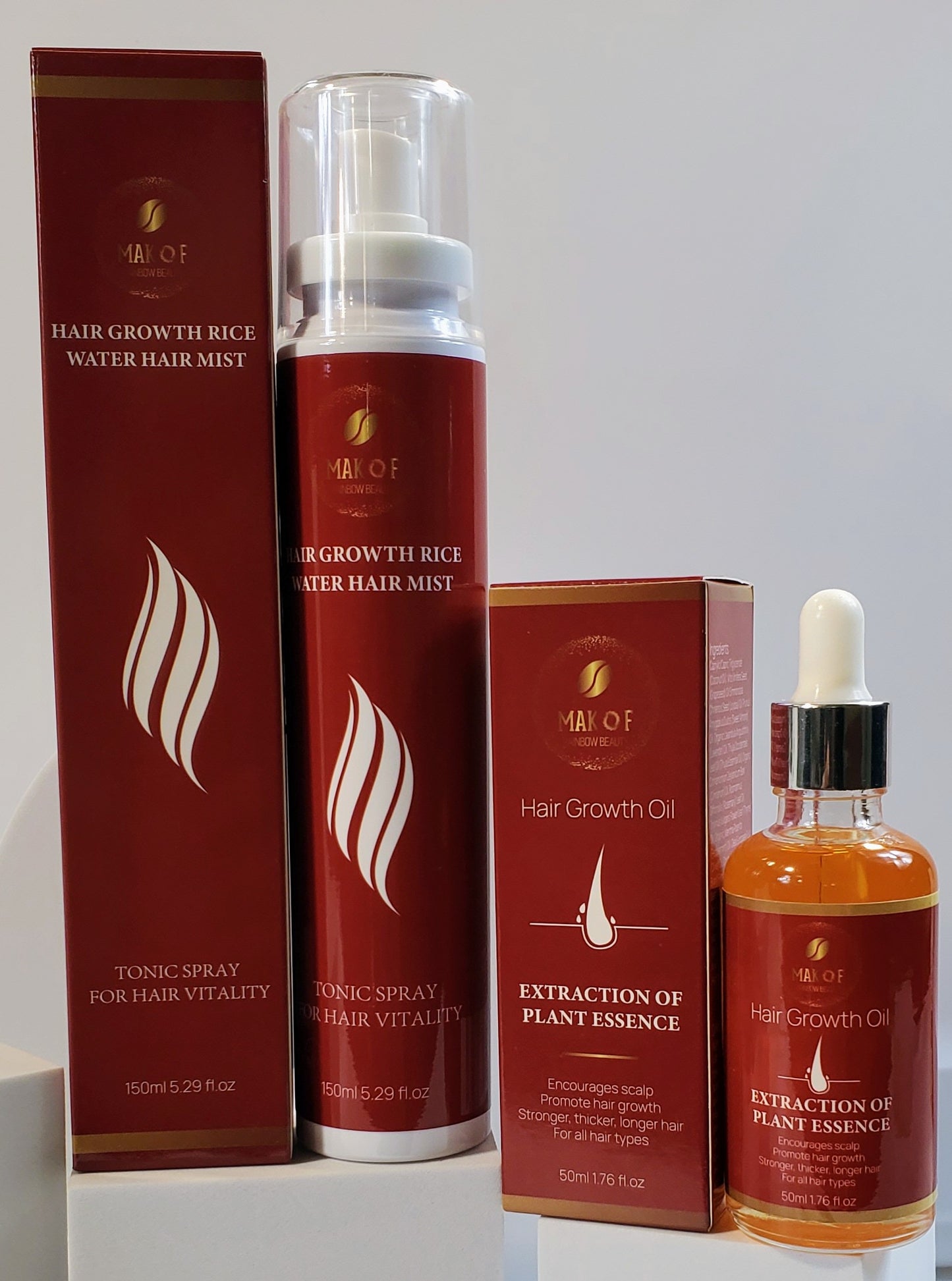 Hair Growth Treatment Set for Dry and Damaged Hair, Rice water spray for growth and moisturizing - hair growth oil for hair regrowth. Silicone and Sulfate Free.
